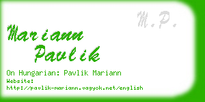 mariann pavlik business card